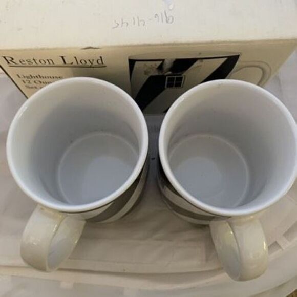 Reston Lloyd Lighthouse 12 Oz Mugs Set of 2 *New* - Picture 6 of 8